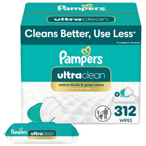 Miniatura 15 de Pampers Toallitas Ultraclean para bebés (anteriormente "libres y suaves"), 99% de agua, hipoalergénicas, sin perfume, 100% a base de plantas, sin