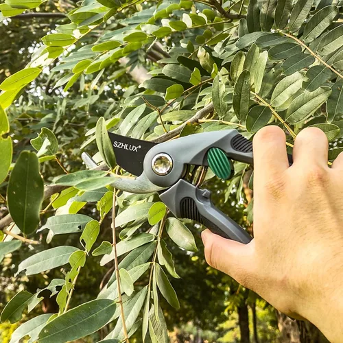 Miniatura 10 de SZHLUX Tijeras de podar, cuchillas de acero al carbono SK5 prémium para jardín, tijeras de podar de precisión afilada, cortaplantas de 5/8 pulgadas