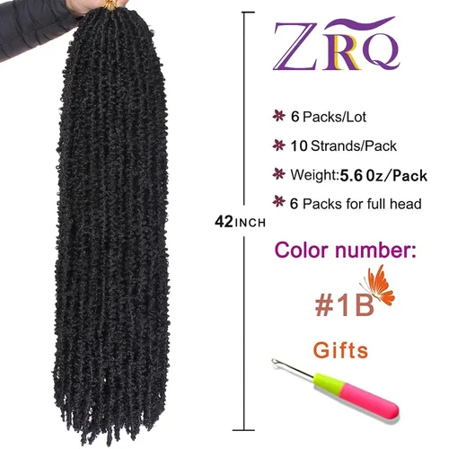 Miniatura 114 de ZRQ Butterfly Locs Cabello de Ganchillo Corto 6 Paquetes Negro Cabello Bob de Ganchillo 8 Pulgadas Locs Sintéticos Desordenados Desgastados Trenzas