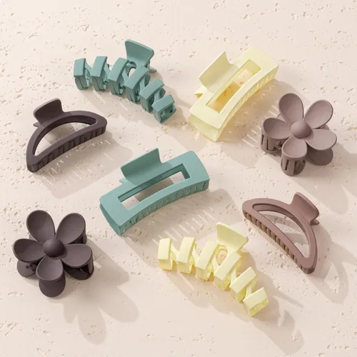 Miniatura 25 de Sunolga 8 pinzas para cabello para mujer, pinzas de garra con forma de flor para cabello grueso, accesorios para cabello antideslizantes