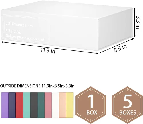 Miniatura 2 de ROSTELACK Caja de regalo blanca de 11.9 x 8.5 x 3.3 pulgadas con tapa de cierre magnético para regalos, caja de regalo de dama de honor, bonita