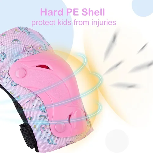 Miniatura 3 de FIODAY - Rodilleras para niños, rodilleras para niños pequeños y coderas con bolsa de cordón, juego de equipo de protección ajustable para niñas
