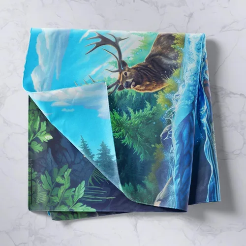 Miniatura 4 de Juego de sábanas bajeras de alce salvaje, tamaño individual, juego de ropa de cama rústica de pino de pesca con peces de Basa, decoración