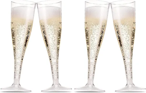 Miniatura 10 de Munfix Paquete de 30 copas de champán desechables de plástico transparente, vasos de tostado de 5 onzas para bodas, cócteles, mimosas