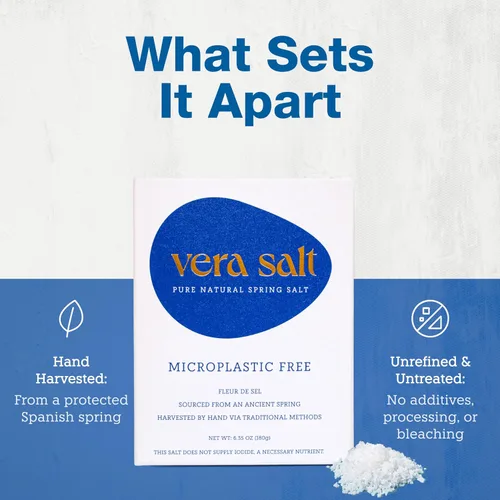 Miniatura 6 de Vera Salt Fleur de Sel - Sal de primavera - Paquete de 6.35 oz - Cristales cosechados a mano de España - Formados naturalmente con delicado crujido