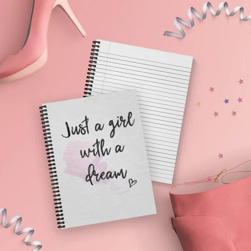 Miniatura 5 de Softcover Girl With A Dream - Cuaderno motivacional en espiral de 8.5 x 11 pulgadas, 120 páginas con rayas anchas, cubierta laminada brillante