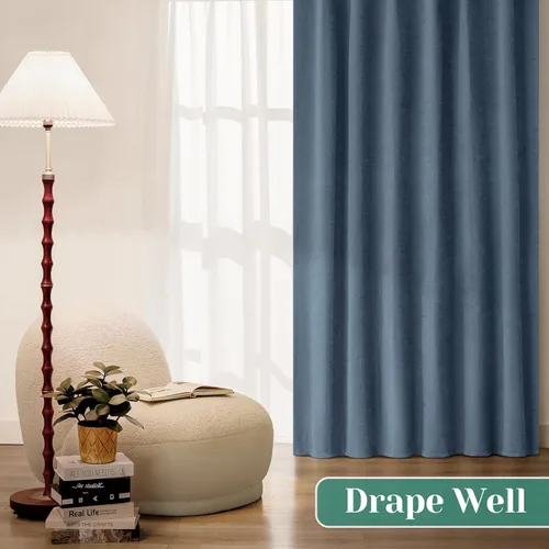 Miniatura 6 de HOMEIDEAS Cortinas Opacas 100% de Chenilla para Dormitorio, Cortinas Rosa Rubor de 63 Pulgadas de Largo, 2 Paneles para Sala de Estar/Guardería