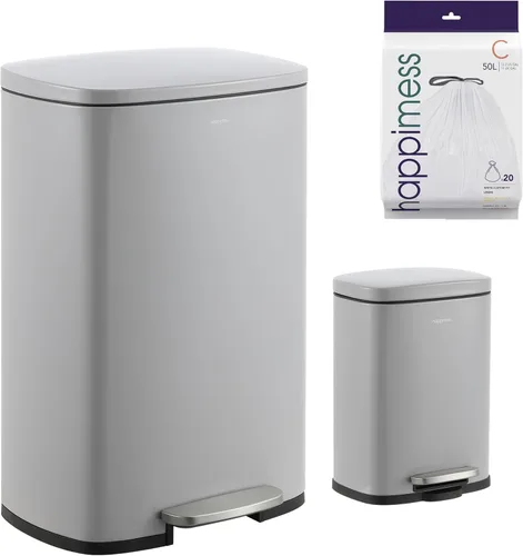 Miniatura 19 de happimess HPM1006C Connor - Bote de basura rectangular con tapa de cierre suave y mini bote de basura gratis, moderno a prueba de huellas dactilares