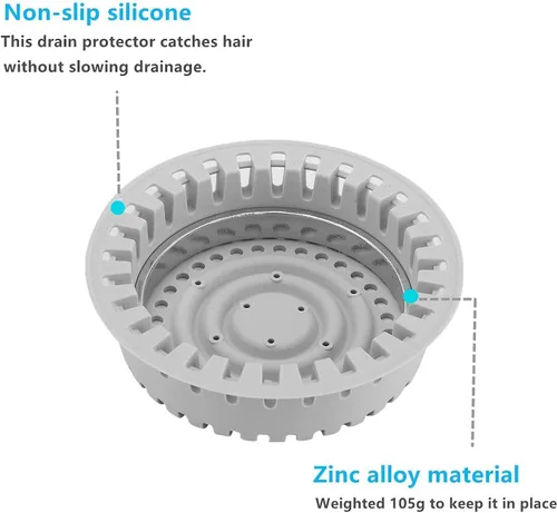 Miniatura 3 de Atrapasador de pelo de drenaje de bañera, protector mejorado con silicona y metal inoxidable diseñado para emergentes y regulares, eficaz sin