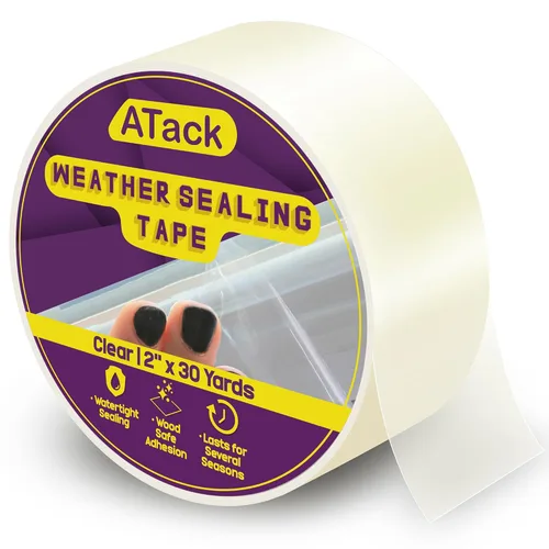 ATack Cinta de Sellado Transparente para Ventanas contra el Clima, 2 Pulgadas x 30 Yardas, Cinta de Película de Sellado de Aislamiento de Corrientes