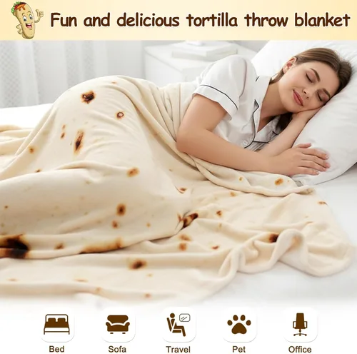 Miniatura 4 de mermaker Cobija de doble cara con estampado de tortilla para burritos Beige