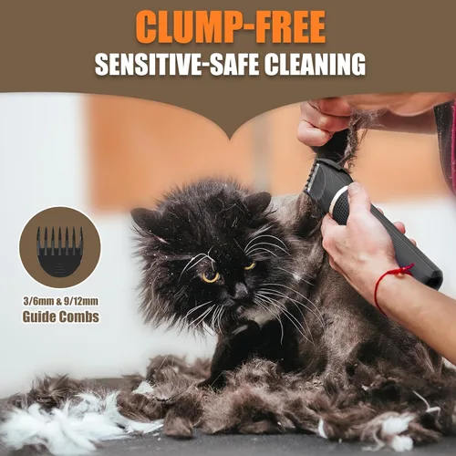 Miniatura 4 de Kit de cortapelos para gatos con recortador de patas, suministros eléctricos 3 en 1 para cabello grueso y enmarañado, afeitadora de trasero de Negro