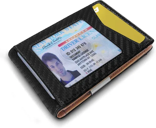 Miniatura 3 de Cartera Bulliant fina para hombre, cartera de piel para hombre con bolsillo delantero para tarjetas, 7 x 10 x 27 cm (3" x 4.3"), 11 tarjetas+clip