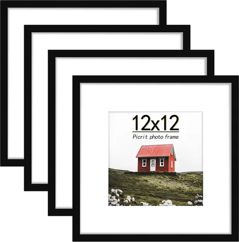 Miniatura 15 de Picrit Juego de 4 portarretratos de 6 x 6 pulgadas, hechos de vidrio real de alta definición, pantalla de 4 x 4 con paspartú o 6 x 6 sin paspartú