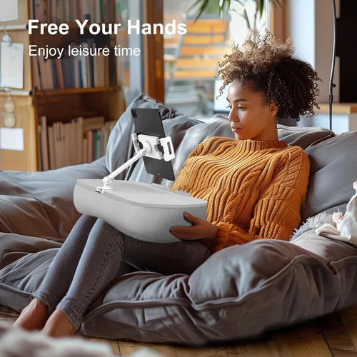 Miniatura 7 de ERGONOV Almohada de frijoles para regazo acogedora Kindle con soporte ajustable para brazo, soporte de tableta de 360°, se adapta a Kindle