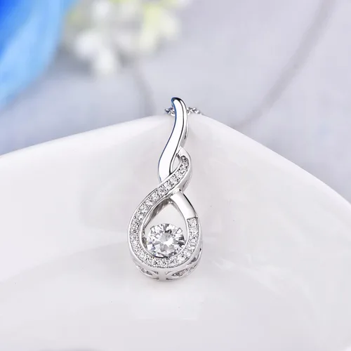 Miniatura 3 de JO WISDOM Infinity Collares, plata de ley 925, circonita cúbica, nudo infinito, con colgante de diamante bailando, joyería de piedra de nacimiento