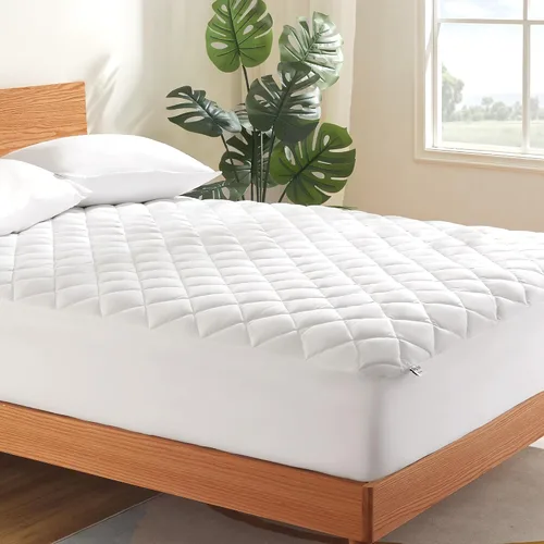 Miniatura 8 de SLEEP ZONE Protector de colchón Twin, Protector de colchón acolchado ajustable, Funda de colchón de bolsillo profundo que se estira hasta 21
