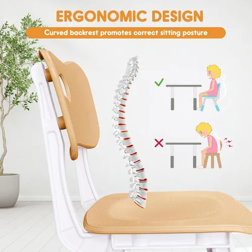 Miniatura 6 de Silla para niños de altura ajustable, sillas para niños de 2 a 8 años con fundas para pies para el hogar, aula, jardín de infantes y lugares
