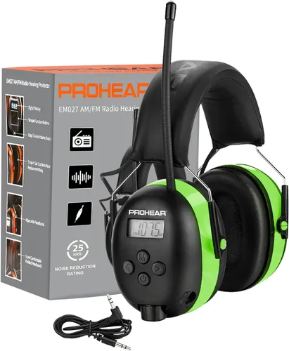Miniatura 10 de PROHEAR 033 2.0 Auriculares Bluetooth de Protección Auditiva con Radio AM/FM - Orejeras de Reducción de Ruido 31 SNR, Batería Recargable de 50