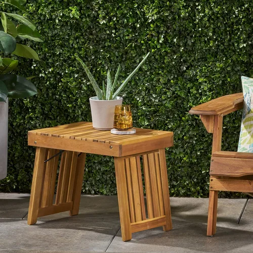 Miniatura 2 de Christopher Knight Home Hilton. Mesa auxiliar plegable de madera de acacia para exteriores, acabado en teca Acabado teca
