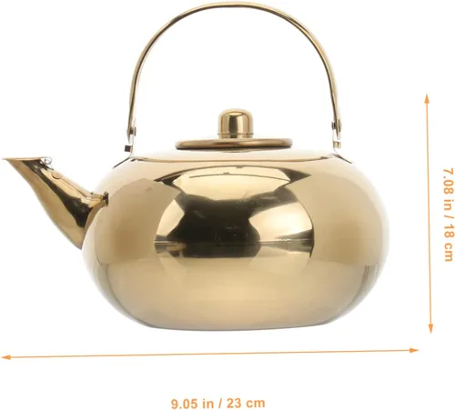 Miniatura 7 de KALLORY Tetera de acero inoxidable con colador, tetera pequeña y pequeña de metal para acampar, hervidor de agua hirviendo, tetera superior