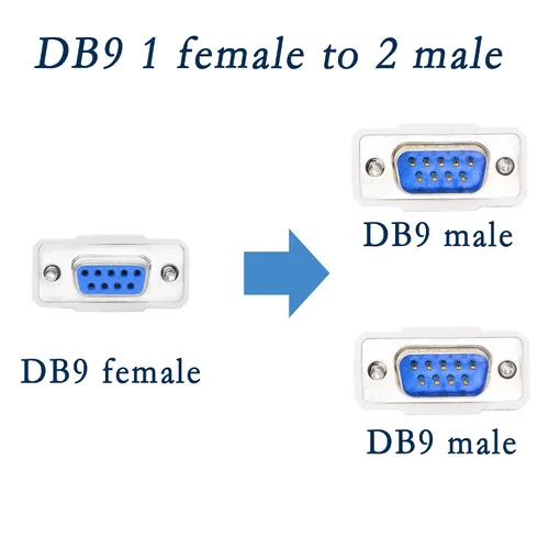 Miniatura 2 de Cable divisor DB9 Y de 11.8 in DB9 9 Pin 1 hembra ale a 2 macho Rs232 Serial Splitter Adaptador recto Cable YOUCHENG para conectar varios