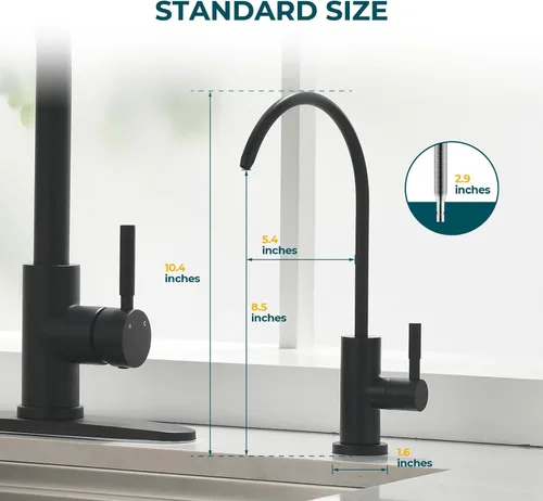 Miniatura 3 de Hiqufet Grifos de agua potable para fregadero de cocina, grifo de filtro de agua de acero inoxidable para ósmosis inversa o sistema de filtración