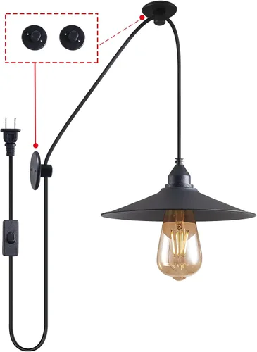 Lámpara colgante con cable enchufable, lámparas de exterior para patio, luz colgante impermeable con enchufe, lámparas al aire libre para patio, luz