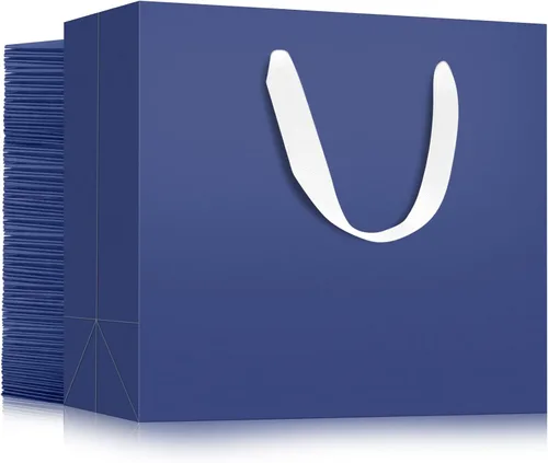 Miniatura 9 de EUSOAR Bolsas de papel de estraza para regalo, paquete de 12 bolsas de papel kraft de 10.6 x 3.1 x 8.3 pulgadas con asas, bolsas resistentes