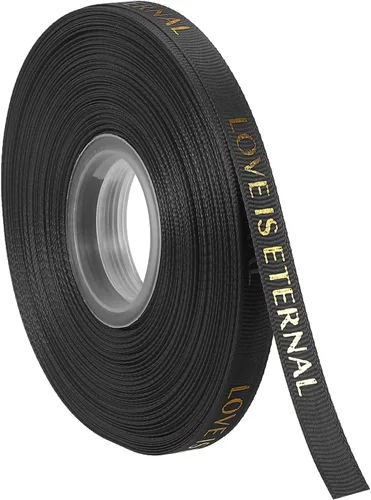 Miniatura 22 de MECCANIXITY Cinta de satén de 1 pulgada de ancho y 50 yardas de San Valentín, personalizadas, color negro, para envolver regalos, ramo de tartas