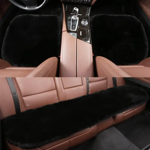 Miniatura 16 de LLB Fundas de asiento de asiento de automóvil de oveja genuina para automóviles, camiones, SUV, almohadilla protectora de asiento cómoda para Gris