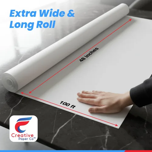 Miniatura 2 de Rollo jumbo ancho de papel kraft blanco fabricado en EE.UU. de 48" x 1200" (100 pies), ideal para envolver regalos, arte y manualidades, correo