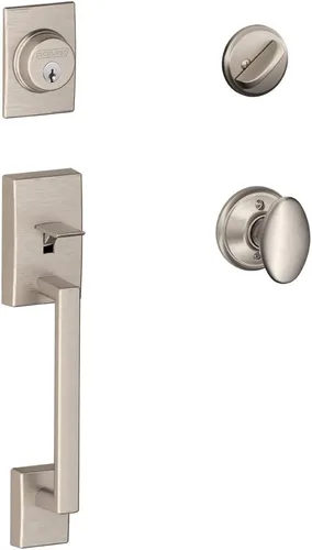 Miniatura 9 de Schlage F60 CEN 622 LAT CEN Century - Juego de manijas de entrada delantera con palanca Latitude, acero aleado, cerrojo con llave de 1 lado, negro