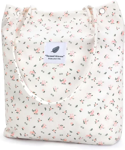 Miniatura 115 de Ayieyill - Bolsa de pana para mujer y niña, con correa de lona para colgar al hombro, bolsa con bolsillo