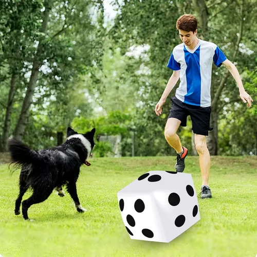 Miniatura 6 de 4 dados inflables gigantes de 12.6 pulgadas, juego divertido de dados inflables grandes para interiores y exteriores, césped, piscina, fiesta, Negro