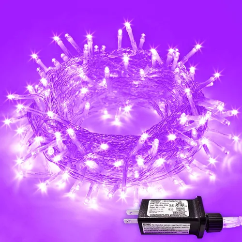 Miniatura 42 de JMEXSUSS Luces rojas blancas y azules con cable transparente, 66 pies, 200 luces LED para decoración del 4 de julio, luz de Navidad para celebración