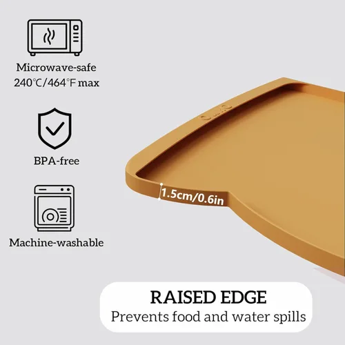 Miniatura 10 de OHMO - Tapete de silicona para alimentos para gatos, tapete de alimentación de mascotas para el piso, antideslizante e impermeable, bandeja de agua