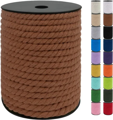 Miniatura 38 de JeogYong Cordón de macramé de 8mm, cuerda de lana de macramé de algodón natural de 131 pies, cordón de algodón trenzado de 3 hebras, hilo de macramé