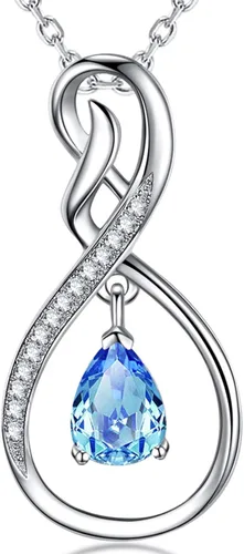 ELDA & CO. Regalos de cumpleaños, collar infinito de plata de ley 925 con piedras natales de octubre y noviembre, turmalina rosa, citrino, regalos