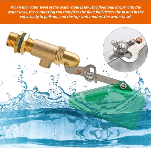 Miniatura 4 de Válvula de flotador de latón de 1/2 pulgada para tanque de agua con brazo ajustable para agua a través de agua válvula de flotador para agua