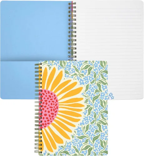 Miniatura 13 de Steel Mill & Co - Cuaderno de espiral mini lindo, 8.25" x 6.25", diario con tapa dura y 160 páginas forradas, diseño floral naranja Anaranjado floral