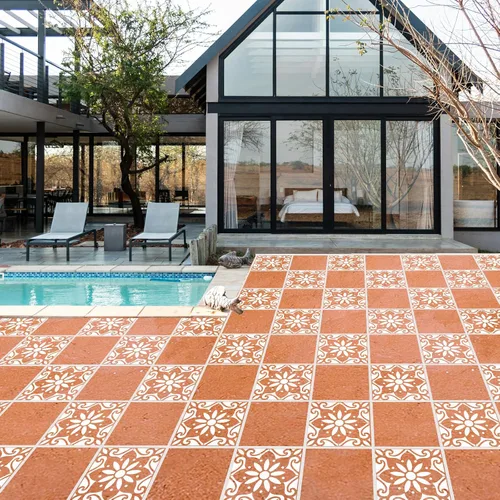 Miniatura 3 de Plantillas grandes para piso, paquete de 2 plantillas de 12 x 12 pulgadas con patrón mexicano Talavera reutilizables, plantillas de pared