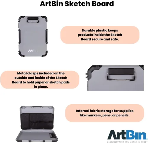 Miniatura 5 de ArtBin 6838AG - Tablero de dibujo, superficie de dibujo portátil con almacenamiento interno de arte y manualidades, color gris