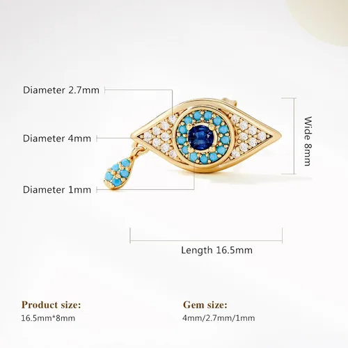 Miniatura 6 de Cicy Bell Womens Evil Eye 18k Gold Plated Earrings Cubic Zirconia Turquoise Stud Earrings for Gifts