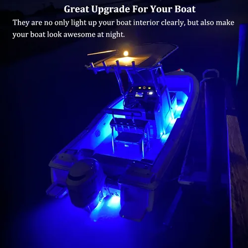 Miniatura 7 de Boaton Luces LED para pesca nocturna marina, luces interiores de cortesía para barco, sin necesidad de perforar, azul 10 piezas azul (Blue)