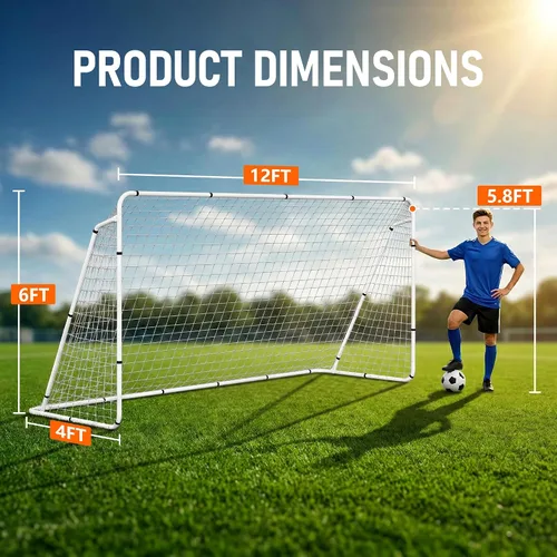 Miniatura 3 de HomGarden Portería de fútbol de 12 x 6 pies, red de fútbol portátil con marco, entrenamiento en patio trasero y objetivos de práctica al aire libre