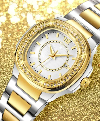 Miniatura 5 de Relojes de mujer Moda Cuadrado Dial Acero Inoxidable Impermeable Fecha Diamante Damas Vestido Relojes de Pulsera