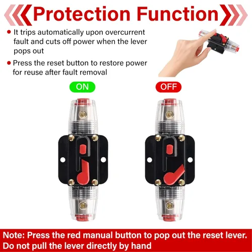 Miniatura 3 de Disyuntor de 30 Amperios con Reinicio Manual Fusible en Línea, 12V-48V DC para Audio de Automóvil Barco Marino Motor de Pesca Curricán Protección