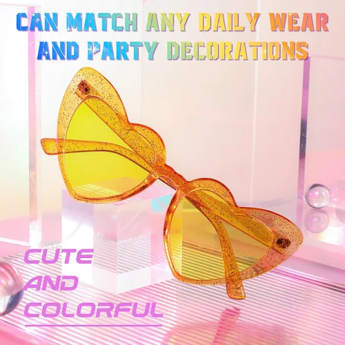 Miniatura 5 de FEISEDY Gafas de sol de corazón para mujer, gafas de sol de corazón rosa, gafas de sol de corazón rojo, gafas de moda en forma de corazón B2421-P