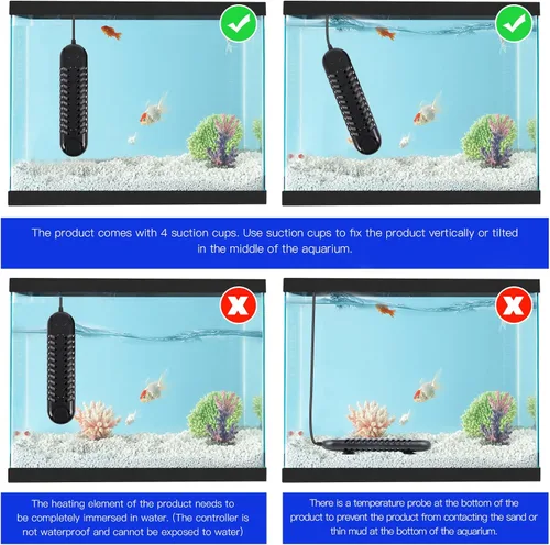 Miniatura 6 de Calentador de pecera. Calentador de acuario. Calentador de estanque pequeño. Calefacción de doble tubo de 800 W. 1200 W, ahorro de energía y ahorro